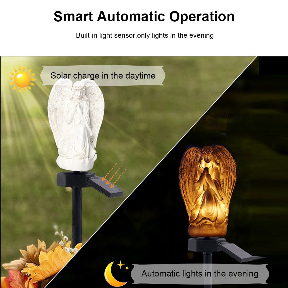 Solar Stake Lights Outdoor Angel Pattern Solar Light LED Lawn Lamp Waterproof Outdoor Yard Lighting Lawn Landscape Lights