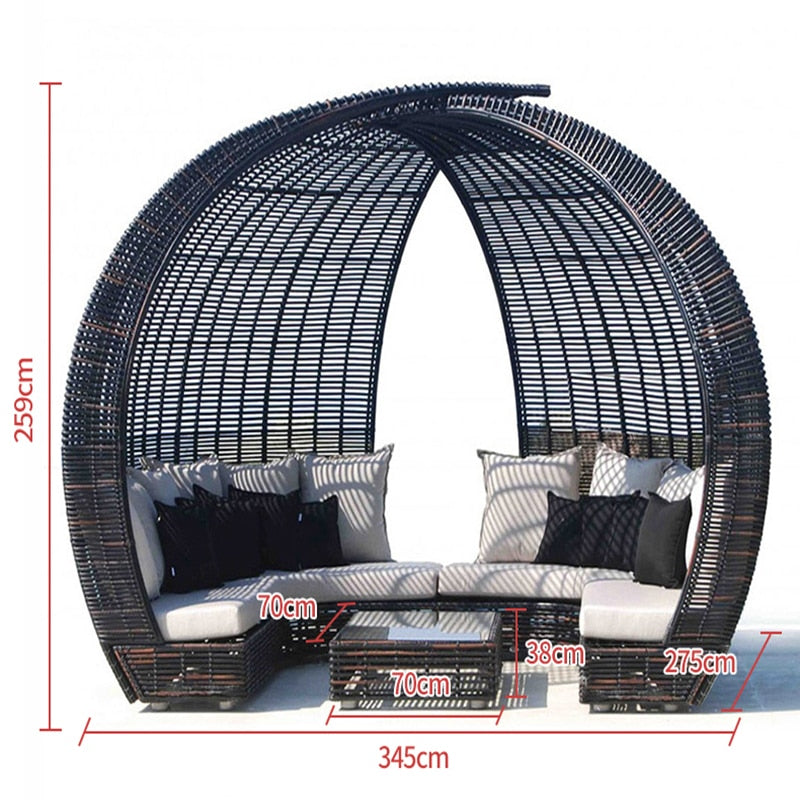 Freeshipping Lounger Outdoor Rattan Sofa Lying Bed Balcony Villa Outdoor PU Rattan Chairs Sets