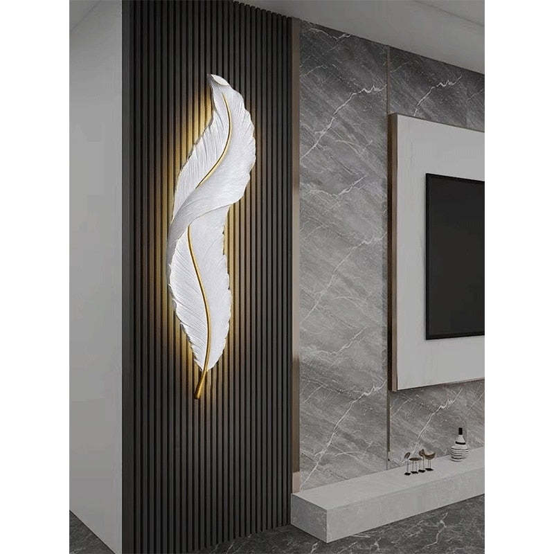 Indoor Nordic Decorative Modern Luxury Lamp Bedroom LED Feather Wall Sconces Bedside Living Room Simple Lighting