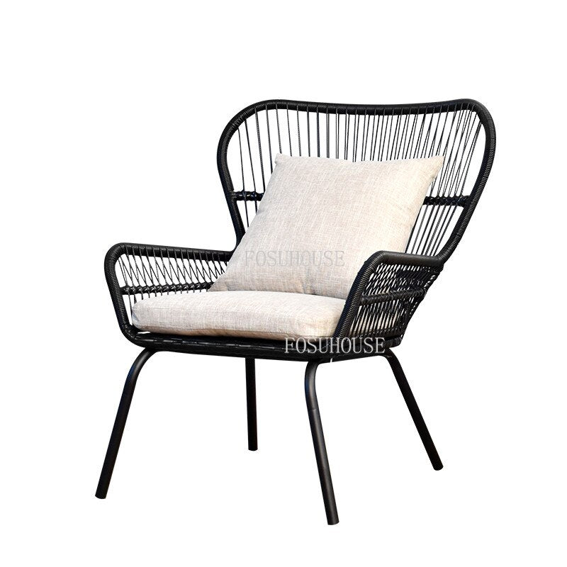 FOSUHOUSE Outdoor Rattan Chair Balcony Courtyard Combination Rattan Table and Chair Outdoor Furniture Villa Garden Lounge Chairs