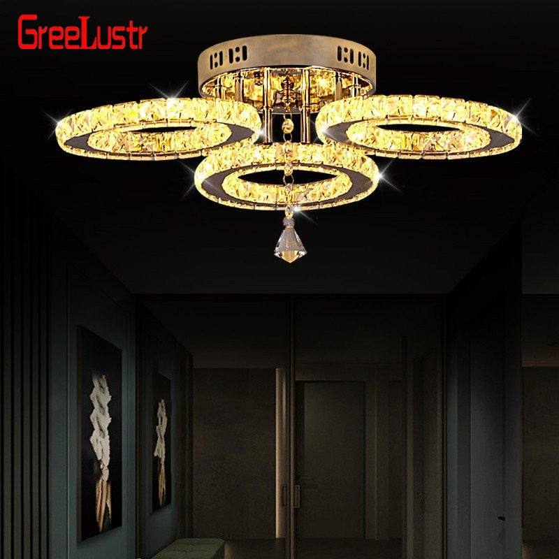 K9 Crystal Led Chandeliers Lighting Modern Plafon Lustre Luminaire Ceiling Lamps for Kitchen Home Decor Indoor Lighting Fixtures