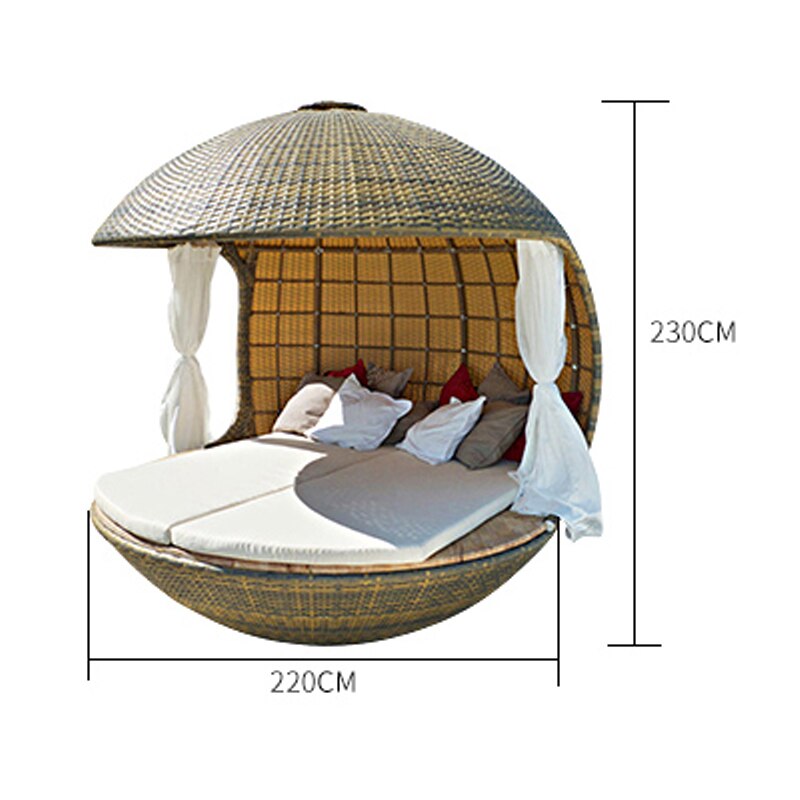 Freeshipping Lounger Outdoor Rattan Sofa Lying Bed Balcony Villa Outdoor PU Rattan Chairs Sets