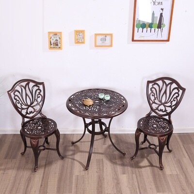 Balcony Leisure Cast Aluminum Table and Chairs Outdoor Patio European Retro Iron Table Round Table and Chair Combination