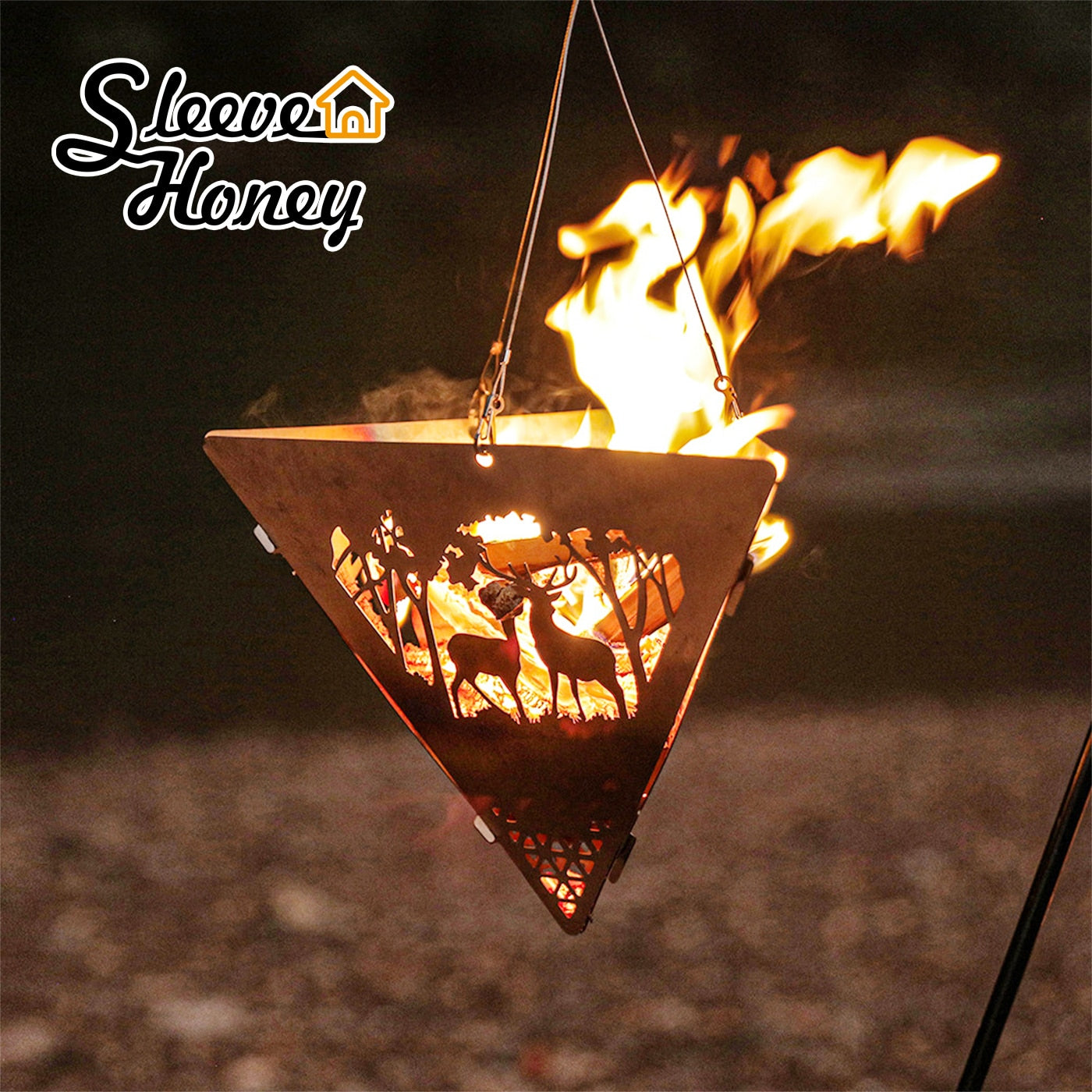 Campfire Stand Outdoor Detachable BBQ Bonfire Pit Elk Triangular Stove Stainless Steel Fire Picnic Party Barbecue Grill Bonfire