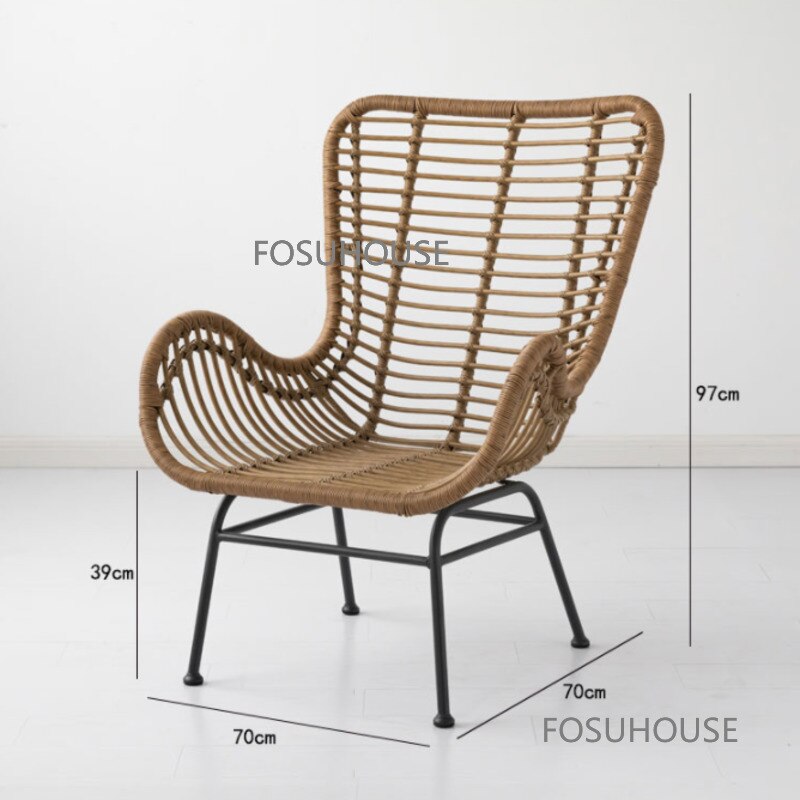 Nordic Outdoor Rattan Chair Pedal Balcony Combination Back Leisure Villa Garden Outdoor Chair Outdoor Furniture Beach Chairs CN