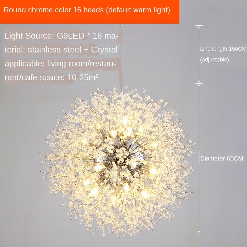 Dandelion Chandeliers Gold Lustre Spark Ball Chandelier Lighting Dinning Room Lamp Living Room Bar Decor Art Crystal Hanglamps