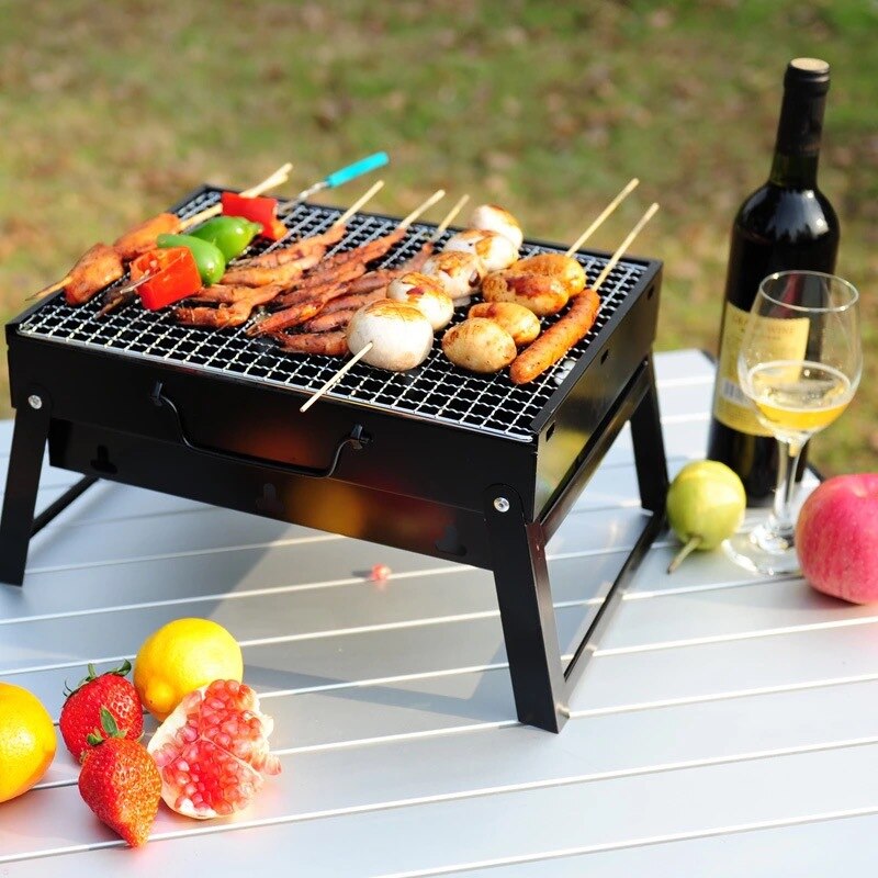 Portable BBQ Grills Patio Barbecue Charcoal Grill Stove Stainless Steel Outdoor Camping Picnic Barbecue BBQ Accessories Tools