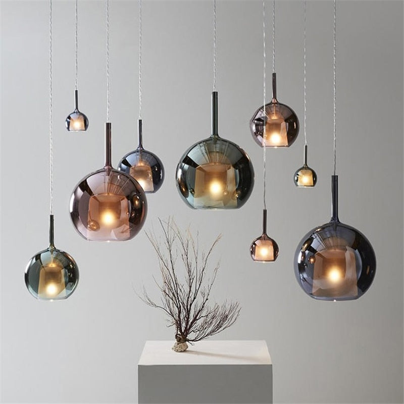 Nordic LED Glass Pendant Lights Indoor Lighting Modern Bar Bedroom Living Room Hanging Lamp Luminaire Home Decor Light Fixtures