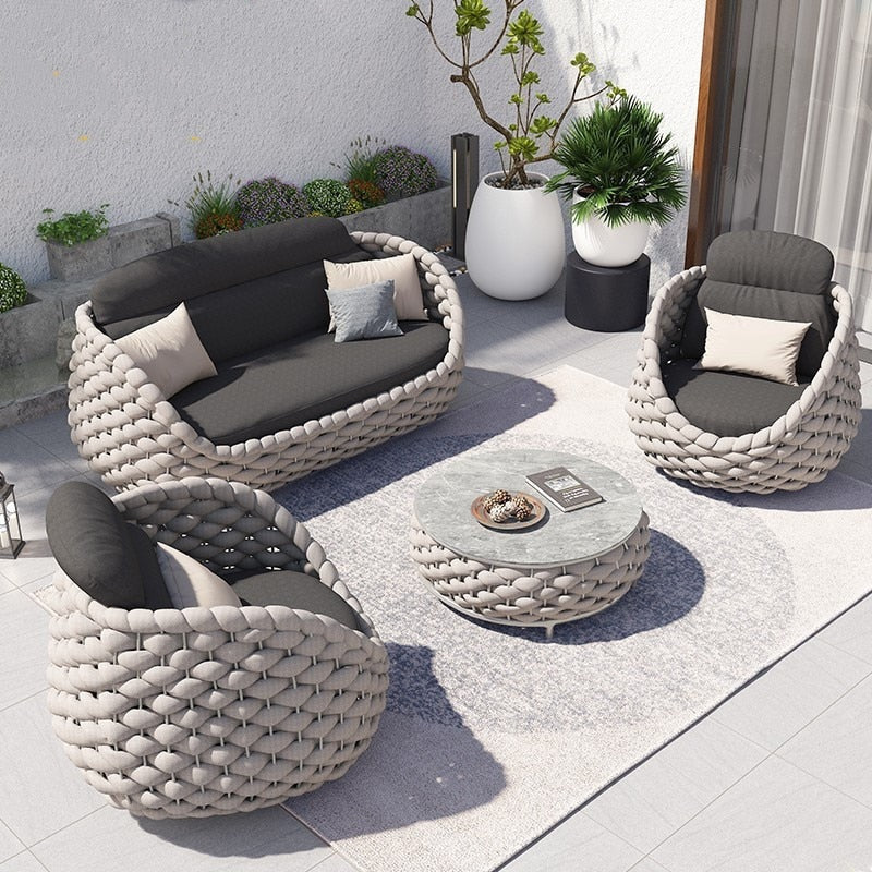 Rattan Sofa & Tea Table