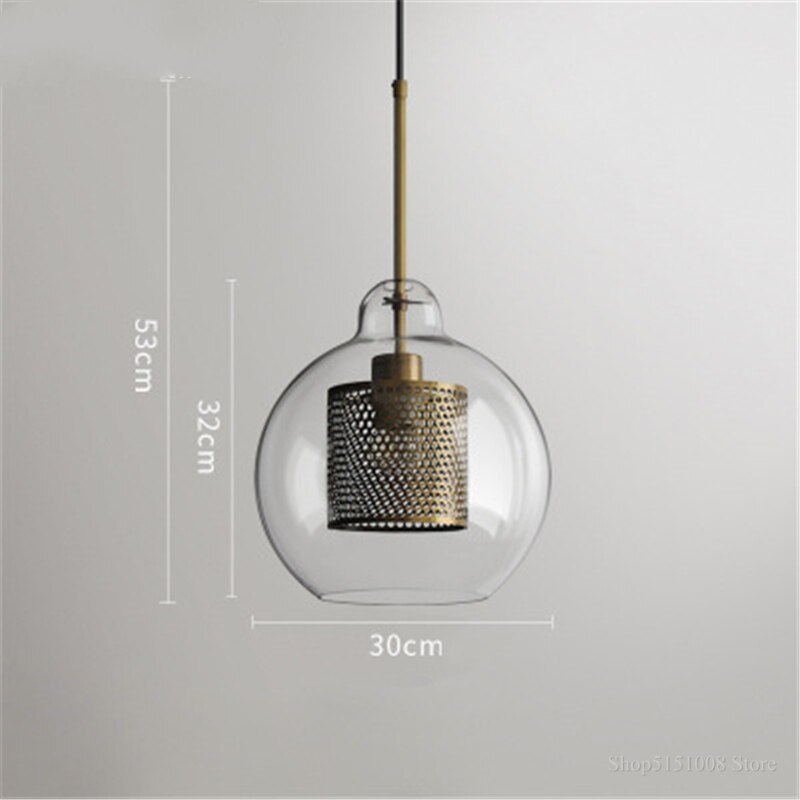 Modern Clear Glass Pendant Light Nordic Pendant Lamp Retro Vintage Bedside Lamp Loft Kitchen Island Suspension Lighting Fixture