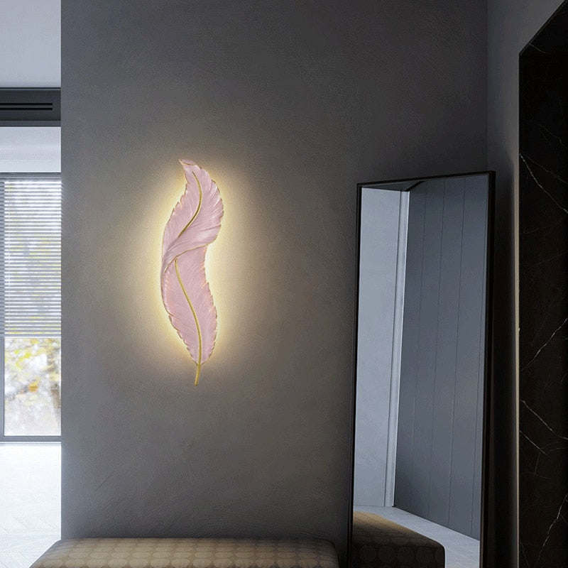 Indoor Nordic Decorative Modern Luxury Lamp Bedroom LED Feather Wall Sconces Bedside Living Room Simple Lighting