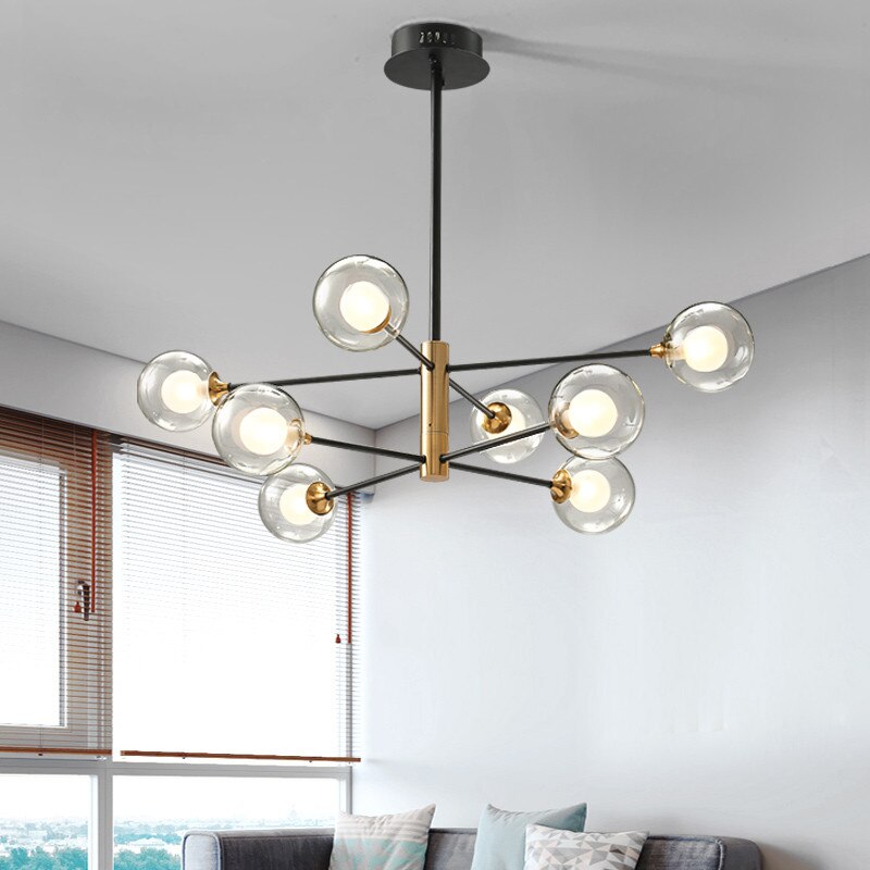 Modern Designer LED G9 Glass Ball Chandelier 6 Lamps 8 Lamps Nordic Restaurant Living Room Lighting