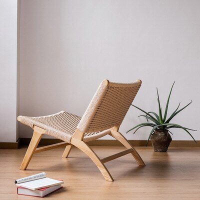 Saddle Chair Nordic Solid Wood Single Leisure Chair Balcony Woven Chair Outdoor Sofa Chair All Body Polished