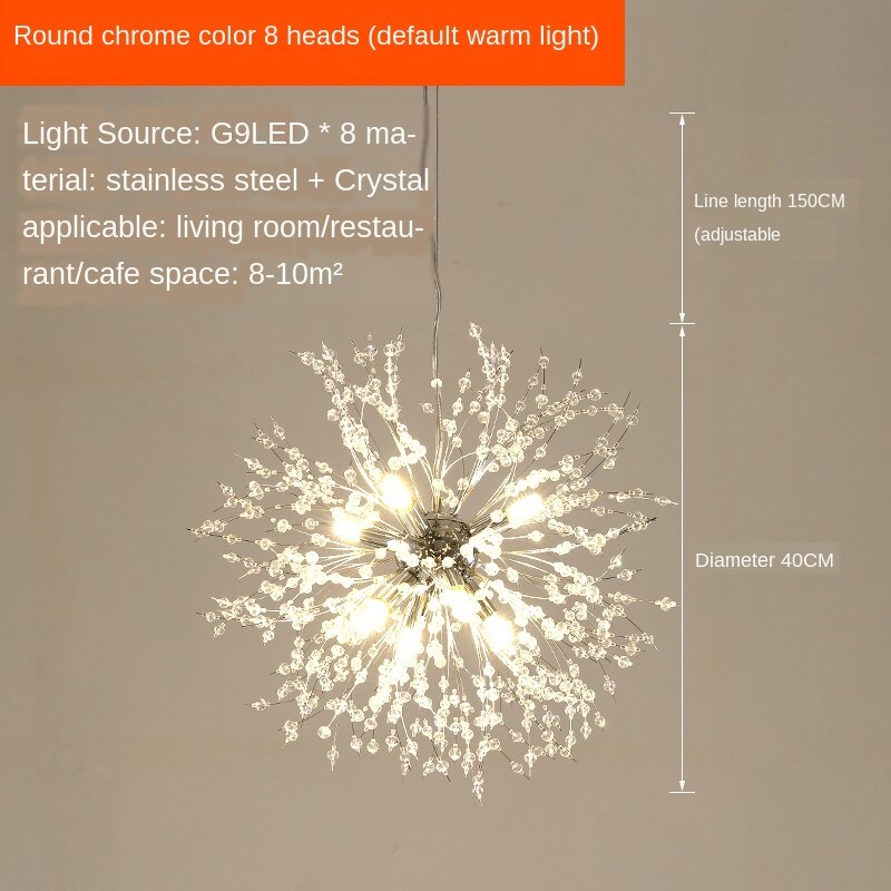 Dandelion Chandeliers Gold Lustre Spark Ball Chandelier Lighting Dinning Room Lamp Living Room Bar Decor Art Crystal Hanglamps