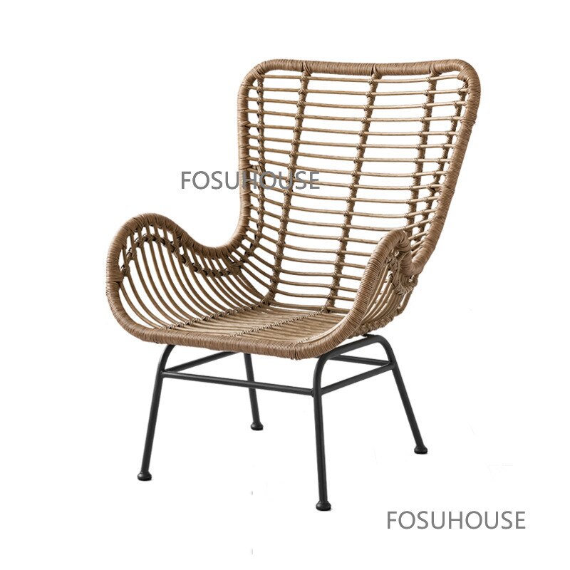 Nordic Outdoor Rattan Chair Pedal Balcony Combination Back Leisure Villa Garden Outdoor Chair Outdoor Furniture Beach Chairs CN