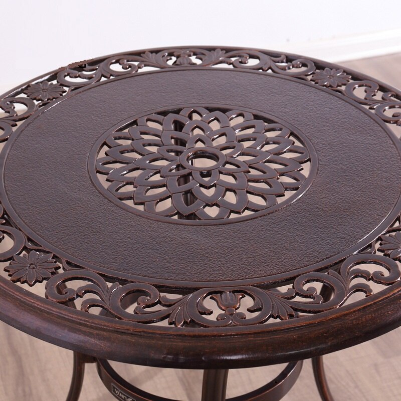 Balcony Leisure Cast Aluminum Table and Chairs Outdoor Patio European Retro Iron Table Round Table and Chair Combination