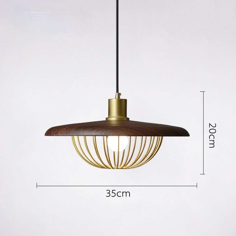 Modern LED Pendant Lights Wood Simple Hanging Lamps Cage Shape Light Fixture Restaurant Home Decoration Lights Kitchen Lighting