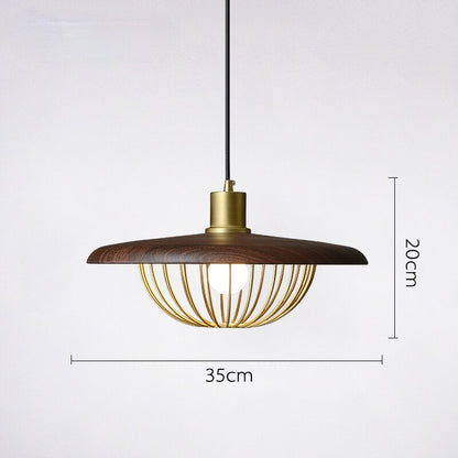 Modern LED Pendant Lights Wood Simple Hanging Lamps Cage Shape Light Fixture Restaurant Home Decoration Lights Kitchen Lighting