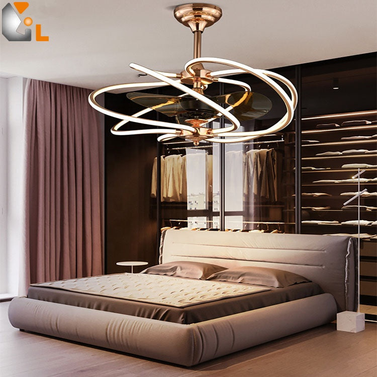 Chinese Supplier Contemporary Lighting Indoor Decorative Remote Control PC Blades Fancy Ceiling Fan With Led Light