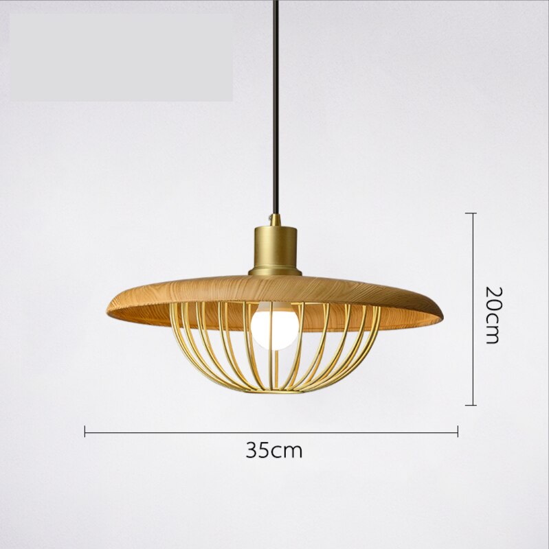 Modern LED Pendant Lights Wood Simple Hanging Lamps Cage Shape Light Fixture Restaurant Home Decoration Lights Kitchen Lighting