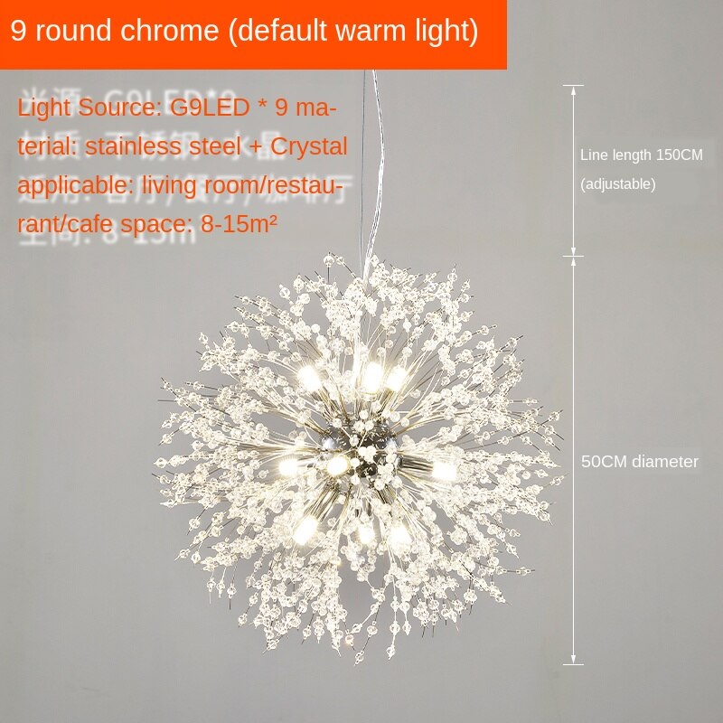 Dandelion Chandeliers Gold Lustre Spark Ball Chandelier Lighting Dinning Room Lamp Living Room Bar Decor Art Crystal Hanglamps