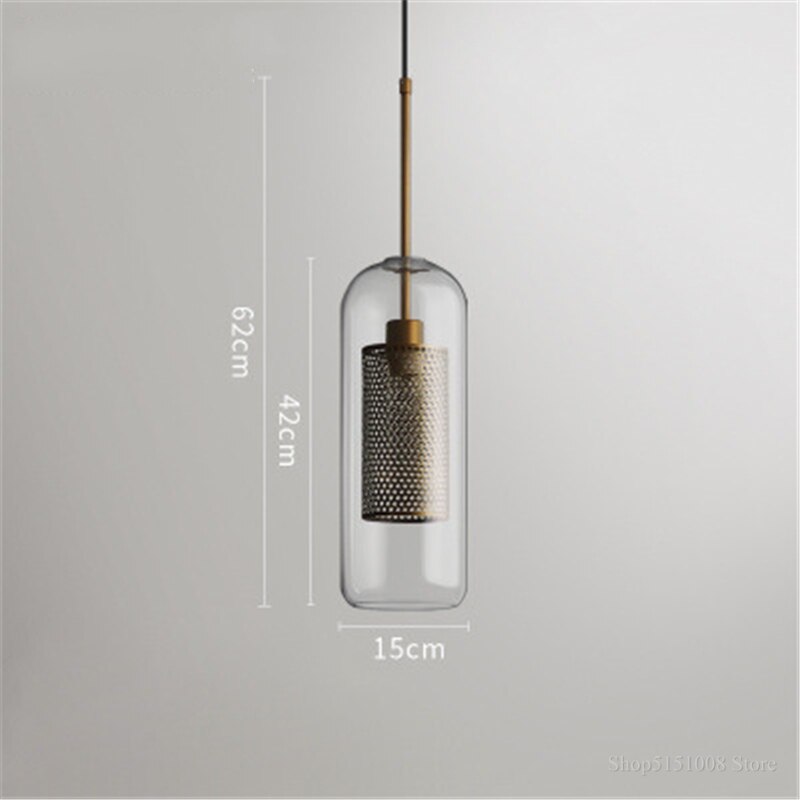 Modern Clear Glass Pendant Light Nordic Pendant Lamp Retro Vintage Bedside Lamp Loft Kitchen Island Suspension Lighting Fixture