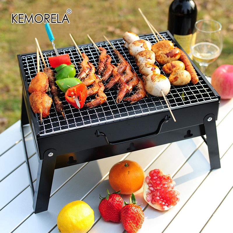 Portable BBQ Grills Patio Barbecue Charcoal Grill Stove Stainless Steel Outdoor Camping Picnic Barbecue BBQ Accessories Tools