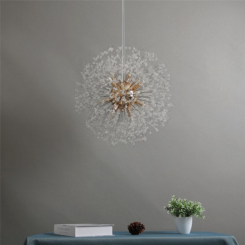 Dandelion Chandeliers Gold Lustre Spark Ball Chandelier Lighting Dinning Room Lamp Living Room Bar Decor Art Crystal Hanglamps