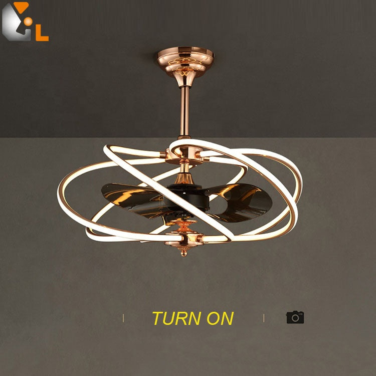 Chinese Supplier Contemporary Lighting Indoor Decorative Remote Control PC Blades Fancy Ceiling Fan With Led Light