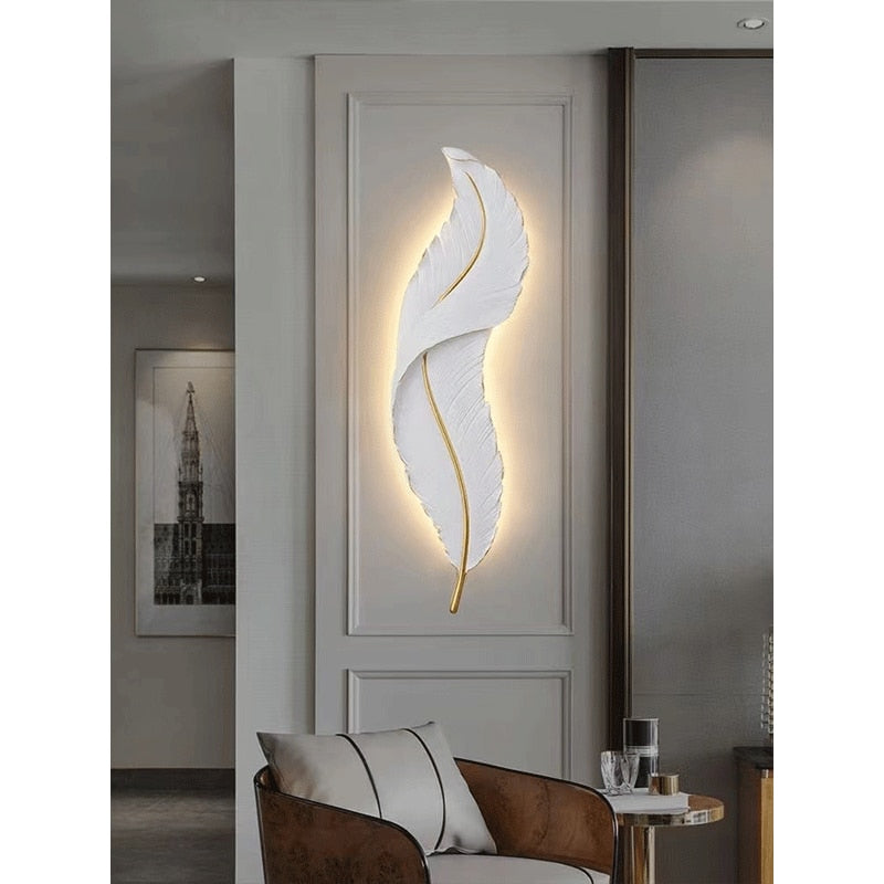 Indoor Nordic Decorative Modern Luxury Lamp Bedroom LED Feather Wall Sconces Bedside Living Room Simple Lighting