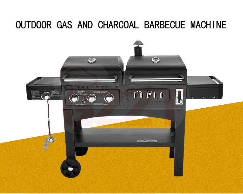 IT-4518 Gas Charcoal Combo Combination Hybrid Gas BBQ Barbecue Grills With Infrared Burner for Outdoor Kitchen Cooking Equipment