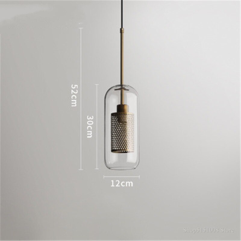 Modern Clear Glass Pendant Light Nordic Pendant Lamp Retro Vintage Bedside Lamp Loft Kitchen Island Suspension Lighting Fixture