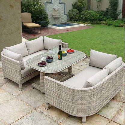 Creative Outdoor Leisure Rattan Sofa Chair Combination Patio Tea Table