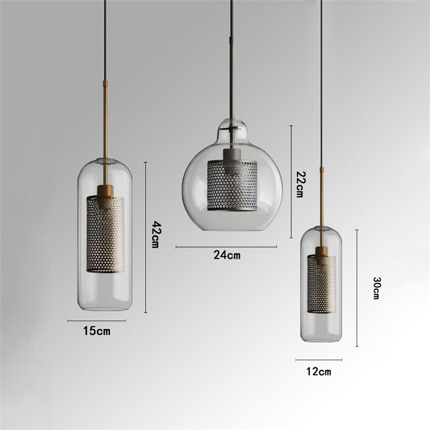 Modern Clear Glass Pendant Light Nordic Pendant Lamp Retro Vintage Bedside Lamp Loft Kitchen Island Suspension Lighting Fixture