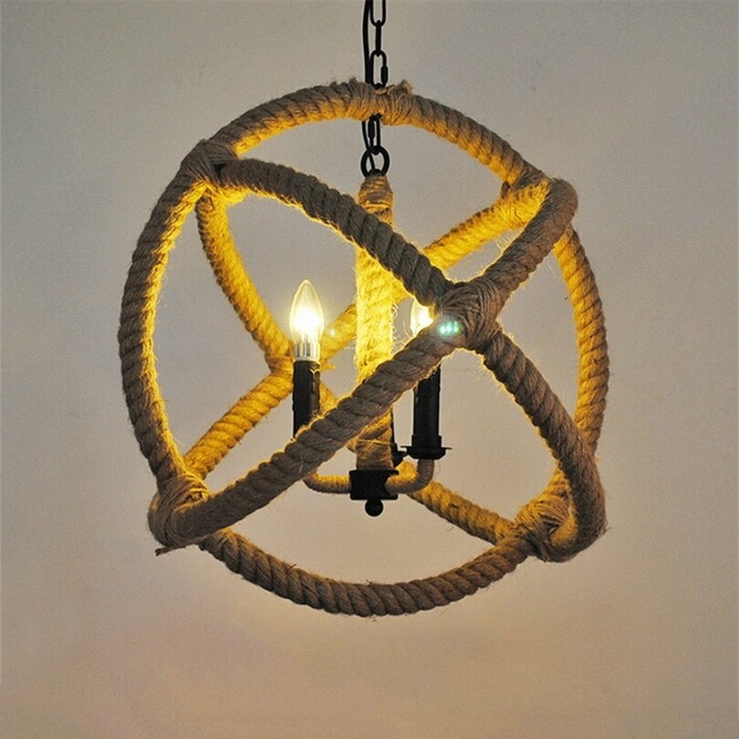 Loft Creative Hemp Rope Pendant Light Industrial Vintage Cafe Restaurant Lighting Fixture Dining Room Hanging Lamp Indoor Lamp