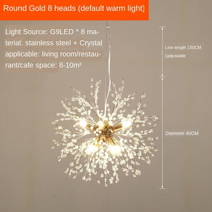 Dandelion Chandeliers Gold Lustre Spark Ball Chandelier Lighting Dinning Room Lamp Living Room Bar Decor Art Crystal Hanglamps