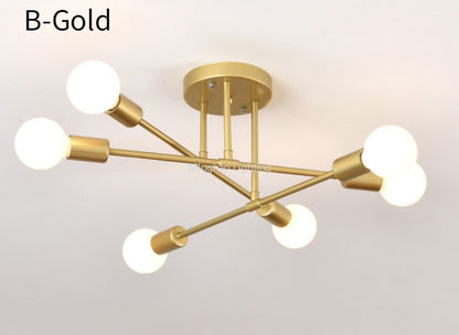 Home Lighting Ceiling Lights Fixture Semi Flush Mount Ceiling Lamps Brushed Antique Gold Lighting Home Decor Light Fixtures