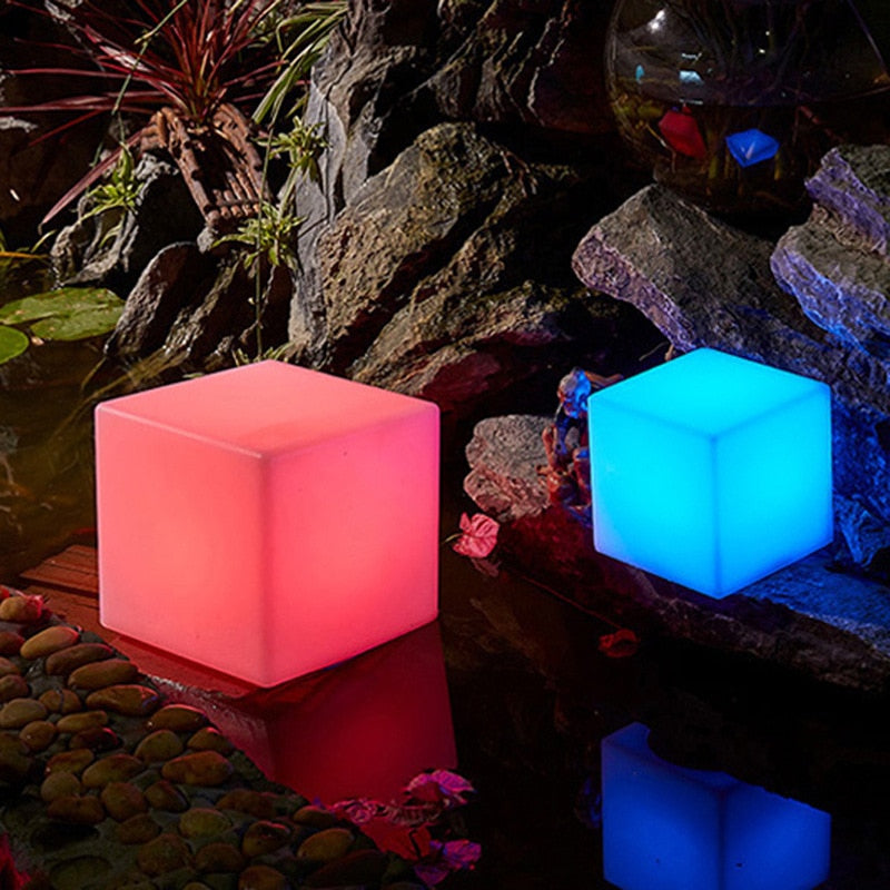 Outdoor Light Cube Led Furniture Garden Chairs Outside Waterproof Plastic Garden Armchair Recharge Glow Furniture Led Cube Chair