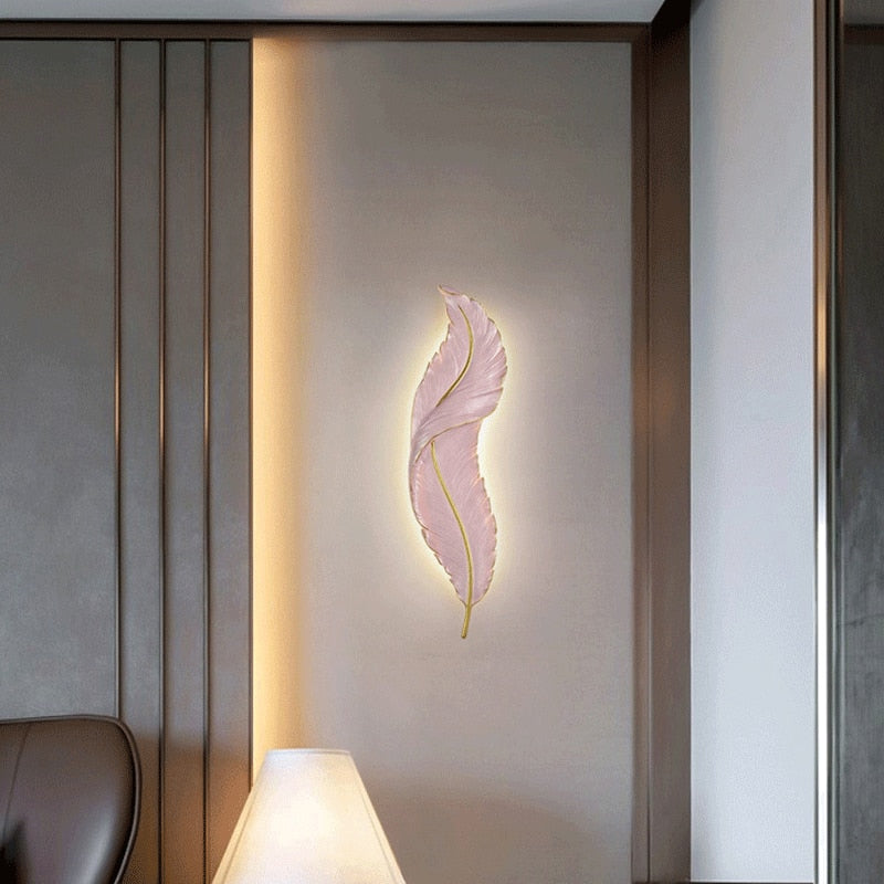 Indoor Nordic Decorative Modern Luxury Lamp Bedroom LED Feather Wall Sconces Bedside Living Room Simple Lighting