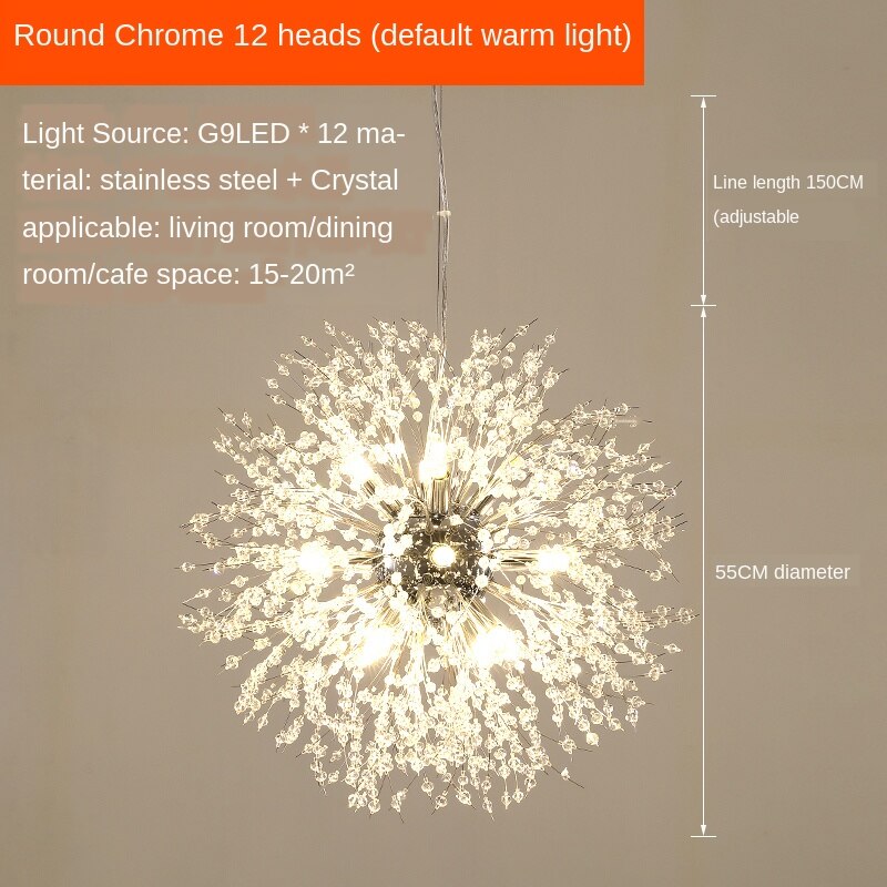 Dandelion Chandeliers Gold Lustre Spark Ball Chandelier Lighting Dinning Room Lamp Living Room Bar Decor Art Crystal Hanglamps