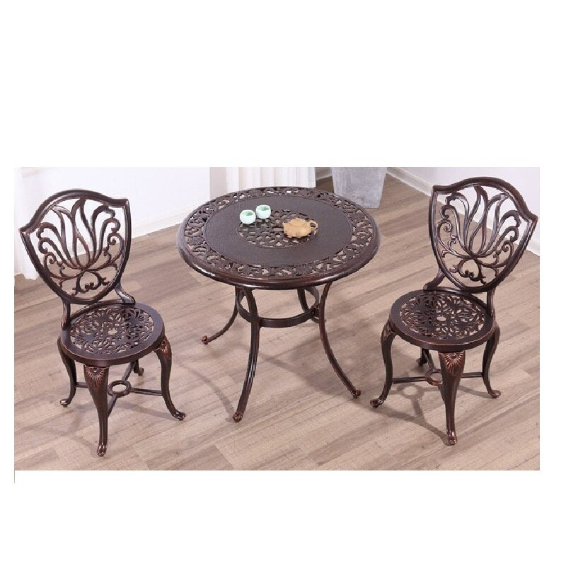 Balcony Leisure Cast Aluminum Table and Chairs Outdoor Patio European Retro Iron Table Round Table and Chair Combination