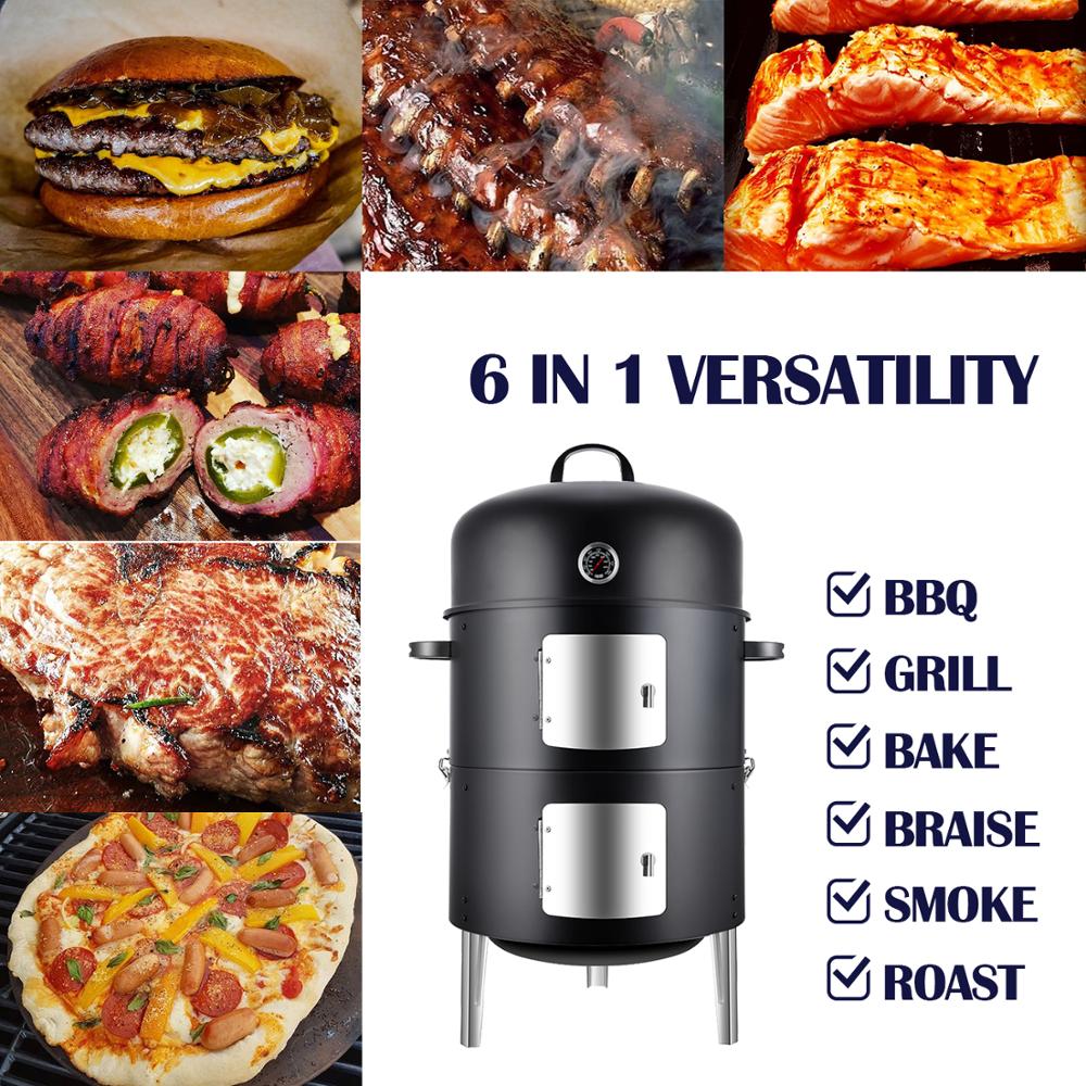 17inchsMulti-Functional Portable Charcoal BBQ Grill With Smoked Furnace Charcoal Barbecue Grill for Family Party/Outdoor/Camping