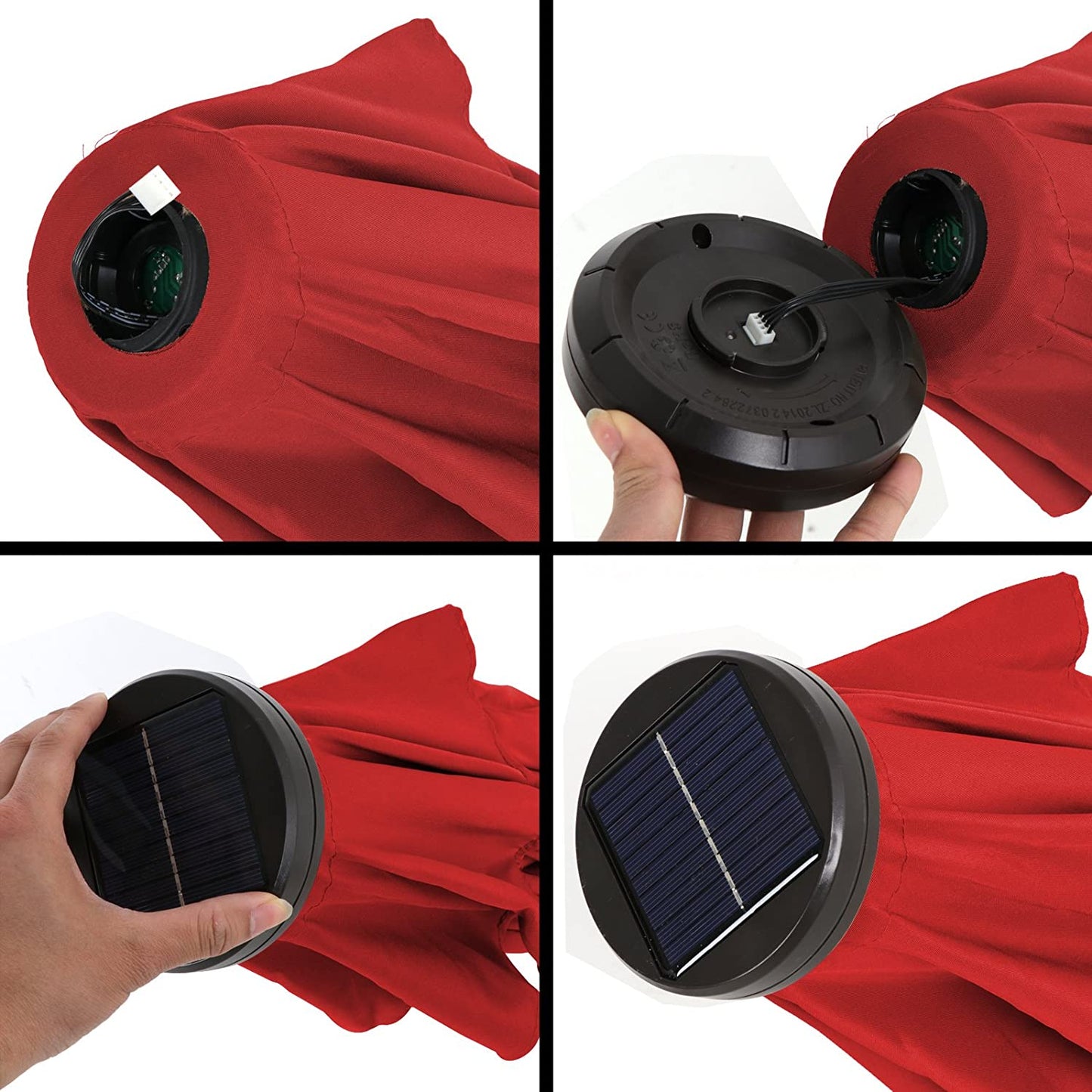 Steel Solar Umbrella With LED Lights