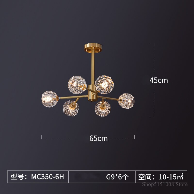 Postmodern Crystal Sputnik Chandelier Industrial Metal Earth Molecular Chandeliers Lighting Hanging Light for Living Room Coffee