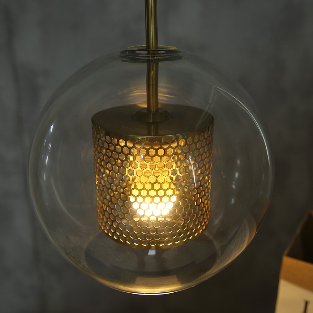 Modern Clear Glass Pendant Light Nordic Pendant Lamp Retro Vintage Bedside Lamp Loft Kitchen Island Suspension Lighting Fixture