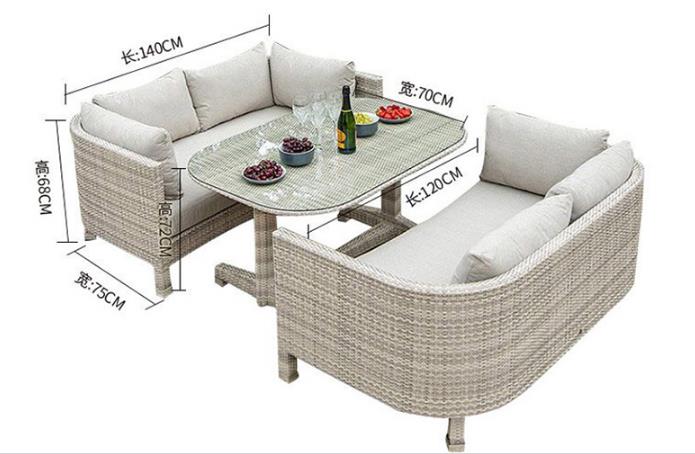 Freeshipping Outdoor Rattan Sofa Table Sets Balcony Villa Outdoor PE Rattan Table and Chairs Sofa Sets