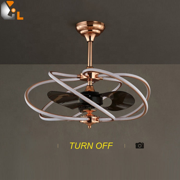 Chinese Supplier Contemporary Lighting Indoor Decorative Remote Control PC Blades Fancy Ceiling Fan With Led Light