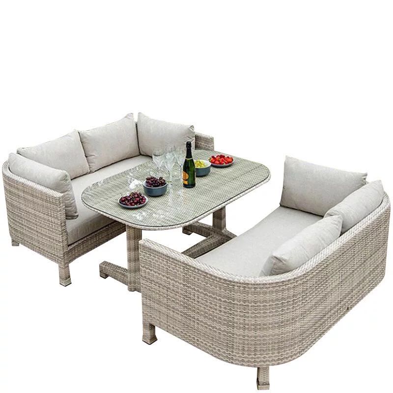 Creative Outdoor Leisure Rattan Sofa Chair Combination Patio Tea Table